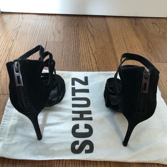 SCHUTZ SIZE 9 black suede heels 4” - Picture 3 of 4